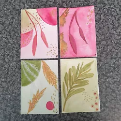 Buy Aceo Set Of 4 Abstract Nature Inspired By Yvette New Work Original Watercolours • 10£