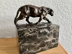 Buy Small Lion Sculpture Bronze Art Signed Marble Base Christophe Fratin • 124.32£