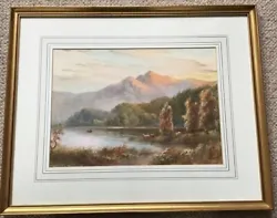 Buy Artist M Gozzard Framed Watercolour On Board Autumn Scottish Loch With Cattle • 34£
