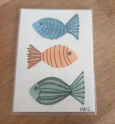 Buy Aceo New Watercolour Funky Bright Fish Painting Original Work By Vicki  2023 • 2.87£