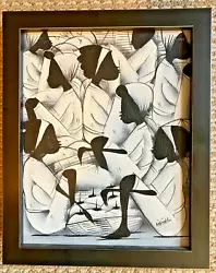 Buy Haitian Painting By Nenel Framed Black And White Market Scene • 29.35£