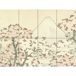 Buy Hokusai Fuji And Cherry Blossom Japanese Painting XL Panel Poster (8 Sections) • 14.99£