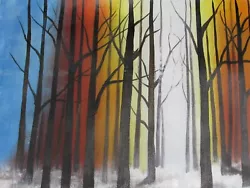 Buy Magical Forest Large Oil Painting Canvas Woods Trees Colourful Abstract Modern • 18.95£