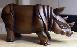 Buy Vintage Large Rhinoceros Rhino Wood Carving, Solid Sculpture Rhino Statue • 136.97£