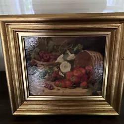 Buy Painting Of Strawberries In Gilt Frame Stannard Charming Cottagecore Flowers • 25£