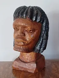 Buy Vintage Hand Carved Wooden Folk Art African Man Head Bust Sculpture 10  Tall • 45.66£