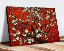 Buy Vincent Van Gogh Almond Blossom CANVAS WALL ART PAINTING FRAMED PRINT RED • 21.99£