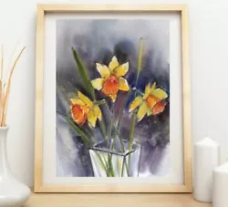 Buy  Original Watercolour Painting , Daffodils  • 15£