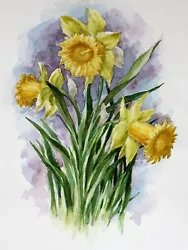 Buy Narcissus Daffodil Watercolour Painting Original Ukrainian Art Spring Flowers • 70.28£