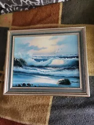 Buy Vintage Painting Of Waves On Beach Sined • 30£