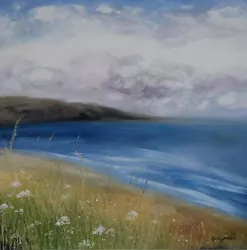 Buy Coastal Wildflower Seascape Oil Painting By Emily Miles • 5£