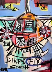 Buy Corbellic Expressionism 12x16 Airplane Birds Contemporary Abstract Painting Art • 0.77£