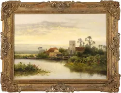 Buy Punt In River Landscape Antique Oil Painting By Daniel Sherrin (1868-1940) • 0.99£