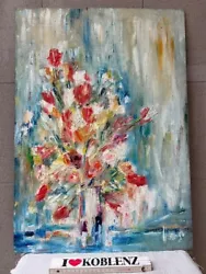 Buy Abstract Art - Oil Image 70 X 50 Cm Still Life  Flowers In Vase  Sign  Jos  - S4 • 68.64£