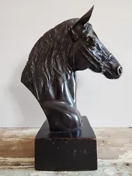 Buy Vintage Dark Finish Cast Metal Horse Head Sculpture Bookend. Heavy. • 23.94£