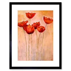 Buy Flower Red Poppies Painting Framed Wall Art Print 9X7 In • 15.99£