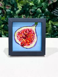Buy Fig Oil Painting- Original Bright Fruit Art Deep FRAMED Sale Realism Fig Slice • 50£