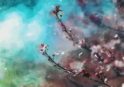 Buy Cherry Blossom Watercolour Painting, Floral Artwork Print, 5  X 7  • 4.99£