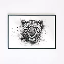 Buy Leopard Monochrome Big Cat Painting Illustration 7x5 Retro Decor Wall Art Print  • 3.95£