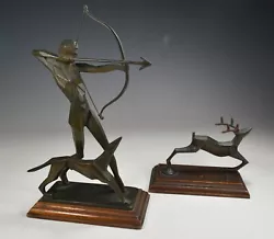Buy Vintage Cubist Art Deco Bronze Sculpture Diana 2 Pieces 1920 • 1,968.74£