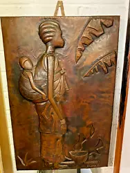 Buy Fabulous 1966 Embossed Copper Panel By Gabriel Kalumba Zaire, Congo, African Art • 480£