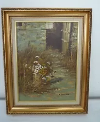 Buy CHADWICK Attractive Oil Painting -  Floral Scene In Gold Ornate Frame & Striking • 20£