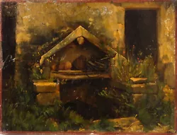 Buy Antique Original Painting FirePlace, House, Garden • 707.77£