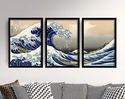 Buy The Great Wave Triptych - Set Of 3 Paintings - Hokusai Art Print Poster • 199£