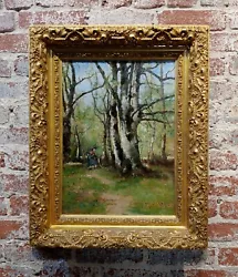 Buy Max Weyl - Women In Forest Collecting Wood -19th Century Oil Painting • 5,712.34£
