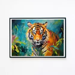 Buy Tiger Abstract Colourful Painting Illustration 7x5 Retro Wall Decor Art Print  • 3.95£