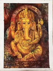 Buy Lord Ganesha/ganpati/ Vinayaka Original Acrylic Palete Knife Painting On Canvas • 234.23£