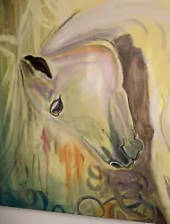 Buy Original Oil Painting If An Abstract Horse White Horse Portrait Large Box Canvas • 12,000£
