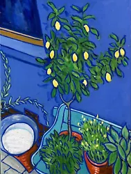 Buy Original Oil Painting ‘The Little Lemon Tree By The Birdbath” By Brian Pinnell • 50£