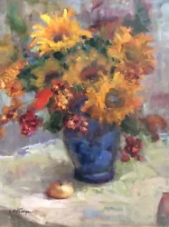 Buy Original Impressionism Oil Painting 24 X20  Sunflowers Still Life Artist Signed • 564.16£