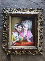Buy Antique Hand Painted Porcelain Plaque Two Ladies Dresden? • 175£