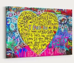 Buy Love Hearts Graffiti Banksy Print Canvas Wall Art • 37.88£