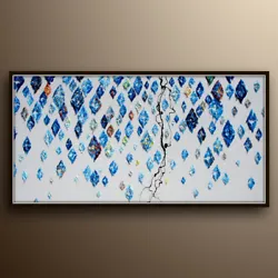 Buy Oil Painting Falling Diamonds 55  Rich Texture Painting, Blue, Koby Feldmos • 533.13£