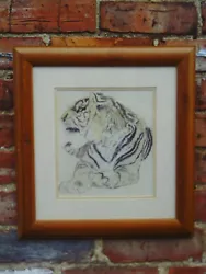 Buy Vintage 1980s/90s  Framed Watercolour Painting Of Tiger • 16£