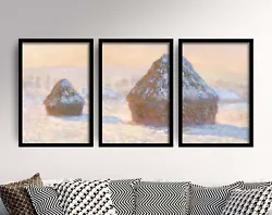 Buy Claude Monet Haystack Triptych - Set Of 3 Art Prints - Poster Painting Gift • 199£