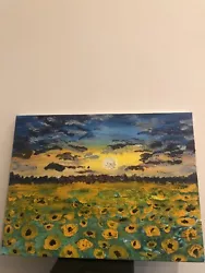 Buy Original Acrylic Painting On Stretched Canvas Hand Painted Sunflower Field  • 20£