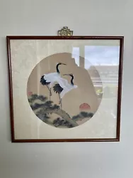 Buy Antique/vintage Chinese  Red Crowned Cranes Watercolor Painting Signed • 18£