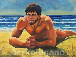 Buy Original Hand Painted Artwork Oil Painting Gay Man Male Nude • 124.64£