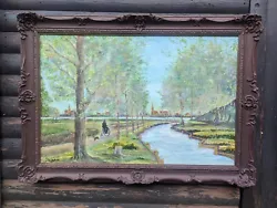 Buy SISLEY Signed IMPRESSIONIST ANTIQUE OIL ON CANVAS FIGURES RIVER NATURE TOWN  • 762£