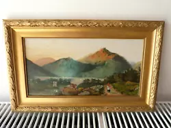 Buy Signed Original Framed Oil Painting. Lake & Mountains 36 W X 22.5cm Framed VGC • 20£