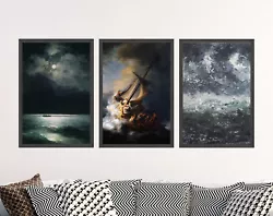 Buy Dark Ocean Paintings - Set Of Three Art Prints - The Storm Of Galilee Poster • 19£