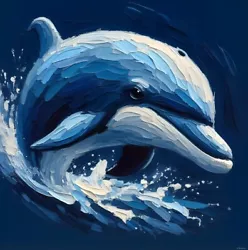 Buy Dolphin Large Print Of Oil Painting On Hard Foam Board • 65£