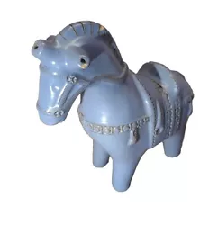Buy Vintage Rimini Blue Bitossi Horse Statue MCM Sculpture By Aldo Londi 1960 ITALY  • 137.67£
