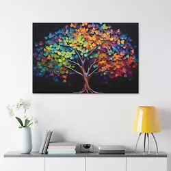 Buy Rainbow Tree Canvas Multi Coloured Black Oil Painting Nature Wall Art Decor • 15.99£