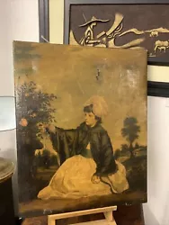 Buy Antique Painting Olegraph On Canvas￼ - Lady Caroline 66 X 33 Cm • 45£
