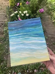 Buy Original Wave Sea Painting 20x30 Cm Beautiful Sky Blue  Waves Sea Seascape Beach • 75£